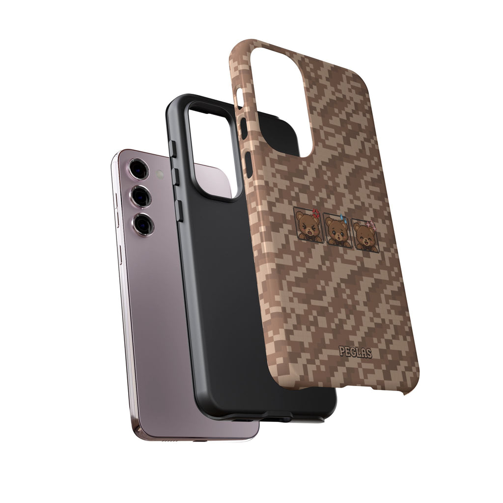 Pixel Teddy Emojis Brown Tough Phone Case