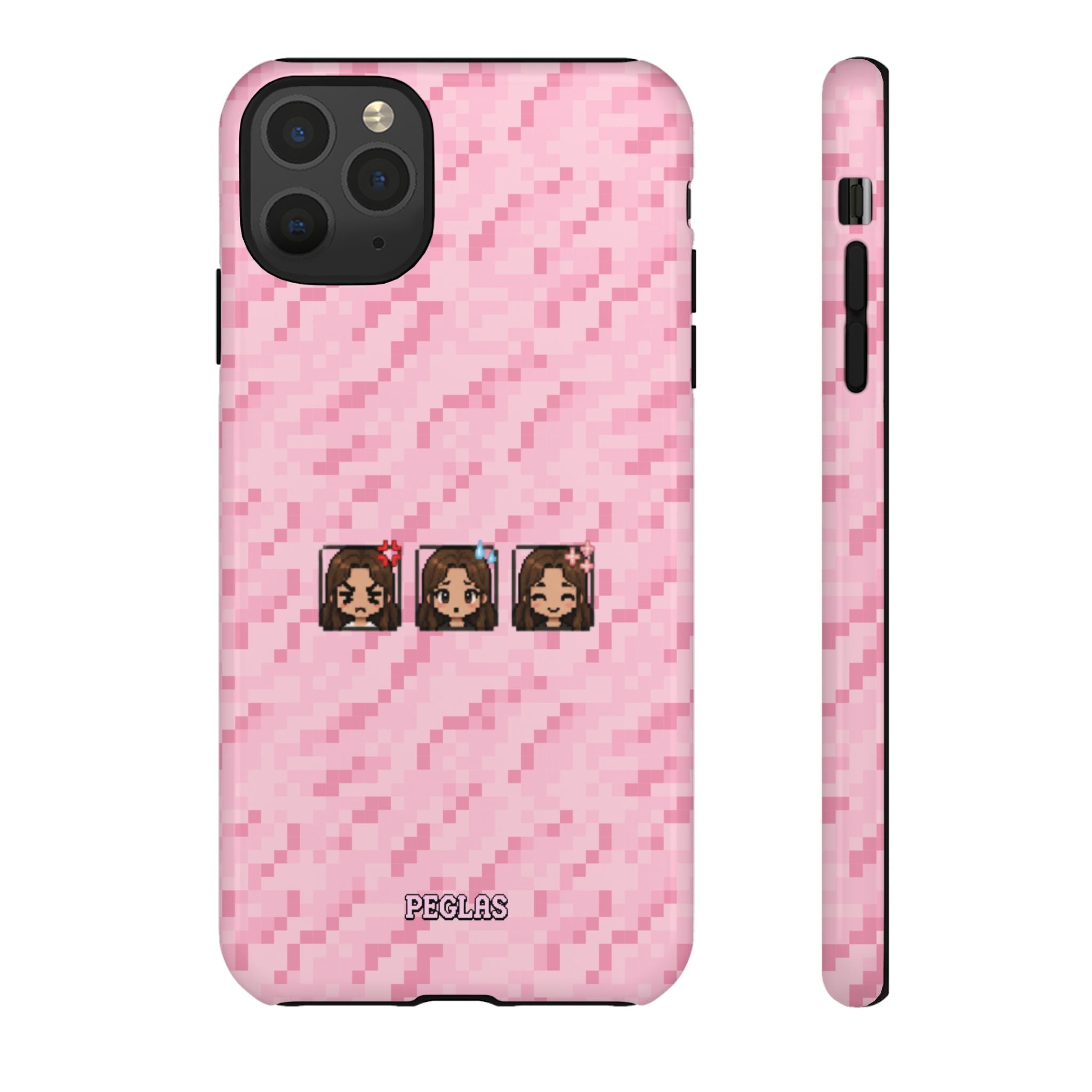 Pixel Girl Emojis Pink Tough Phone Case