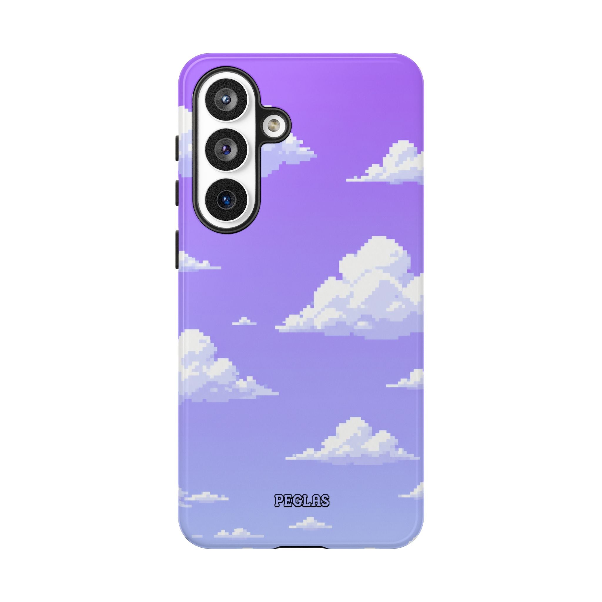 Purple Sky Cloud Phone Case — Pixel Cloud Pattern Tough Case