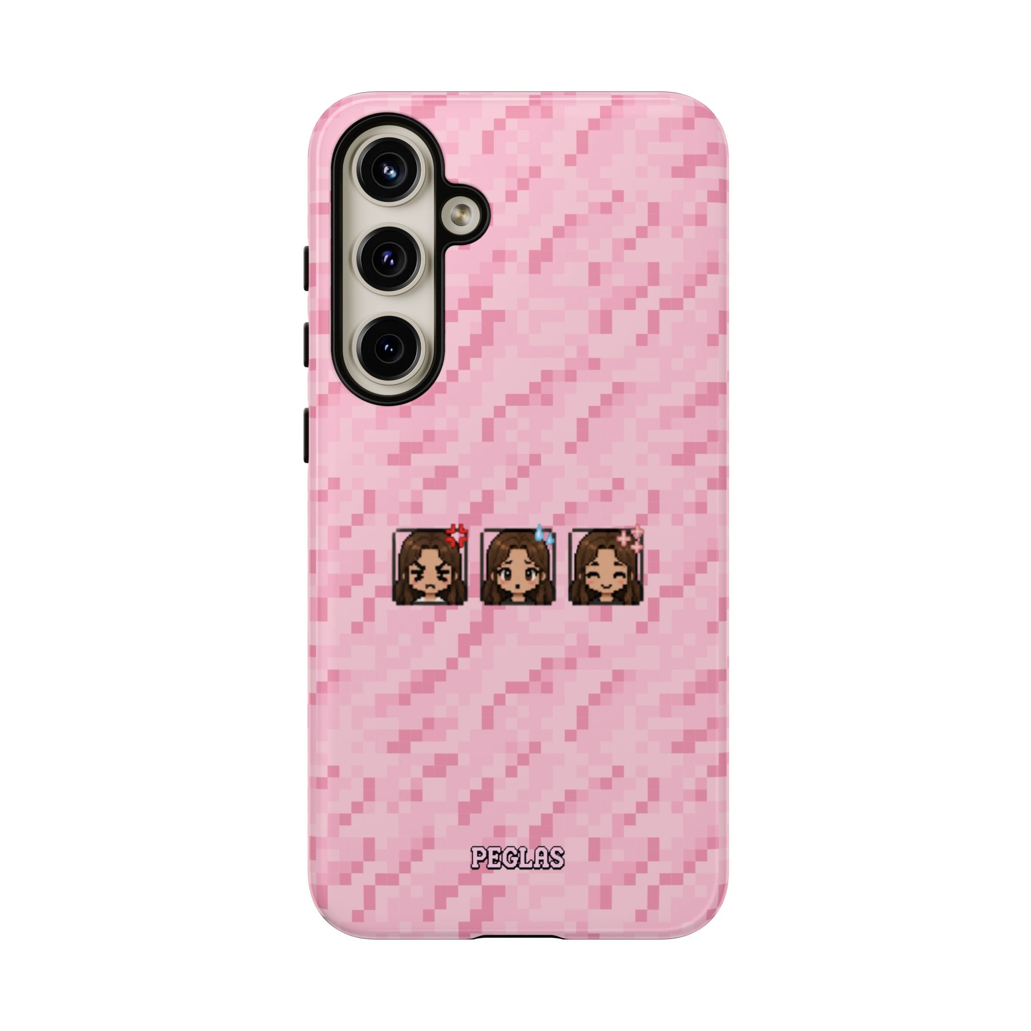 Pixel Girl Emojis Pink Tough Phone Case