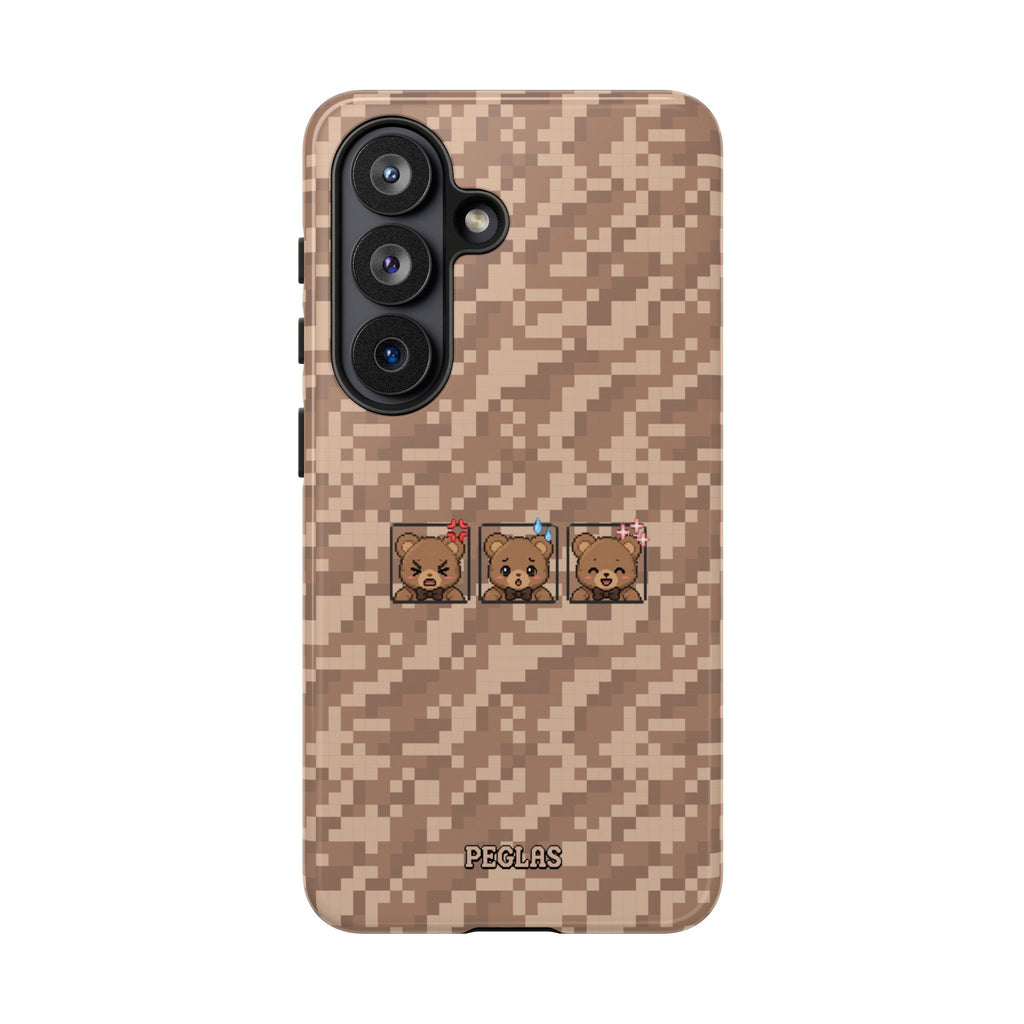 Pixel Teddy Emojis Brown Tough Phone Case