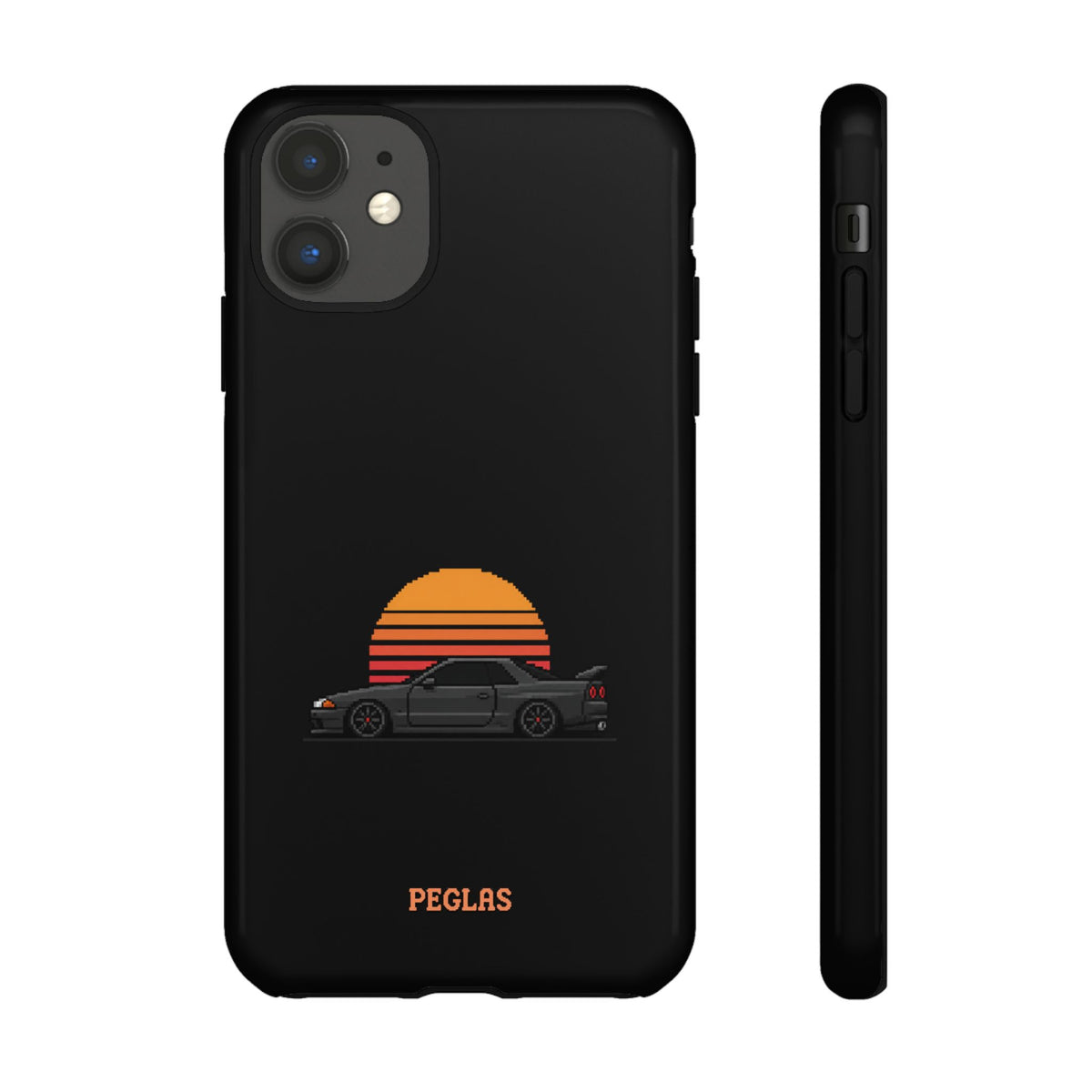 Vintage Black Sports Car Phone Case — Retro Sunset Design