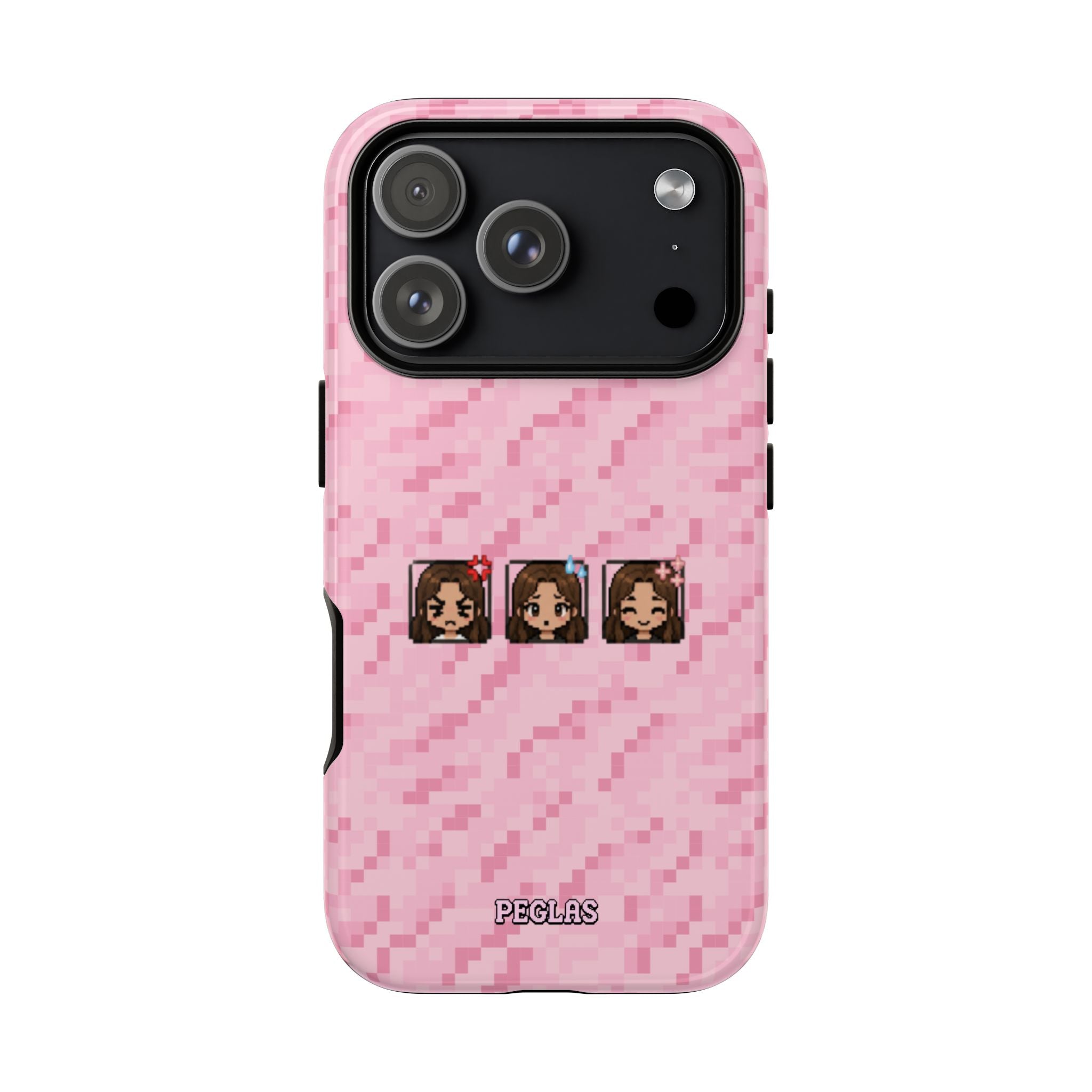 Pixel Girl Emojis Pink Tough Phone Case