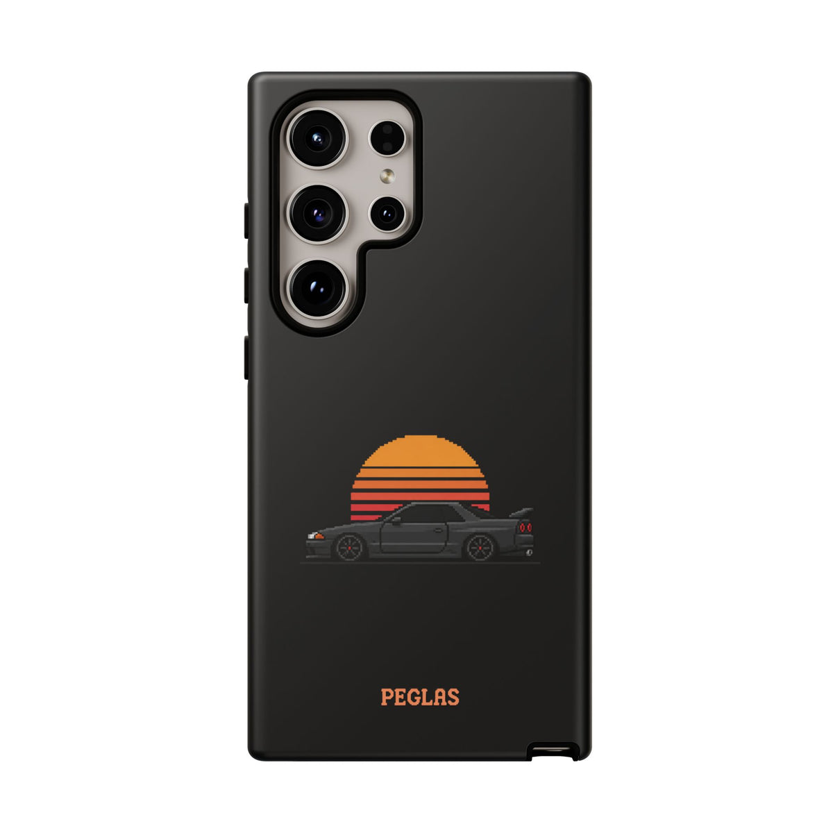 Vintage Black Sports Car Phone Case — Retro Sunset Design