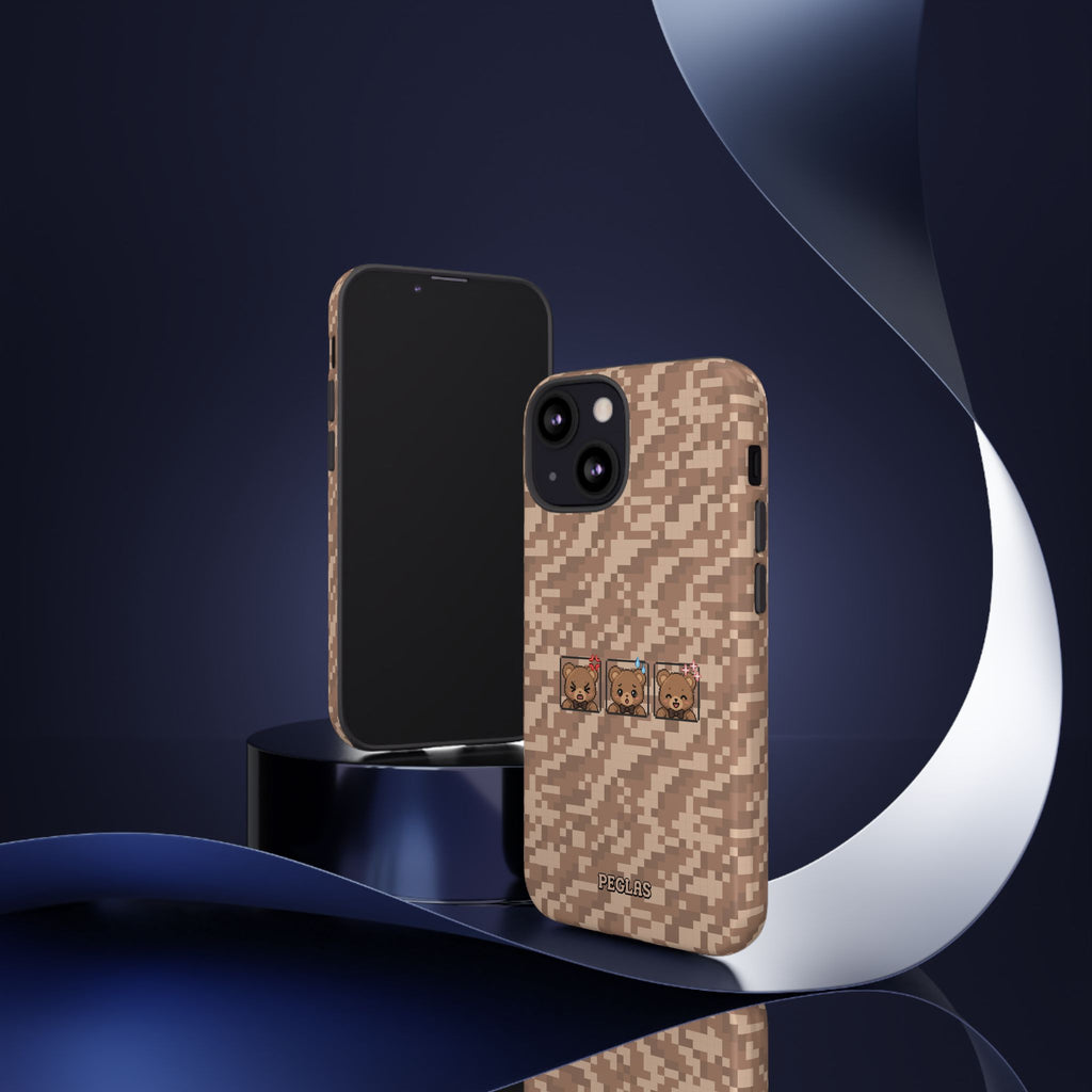 Pixel Teddy Emojis Brown Tough Phone Case