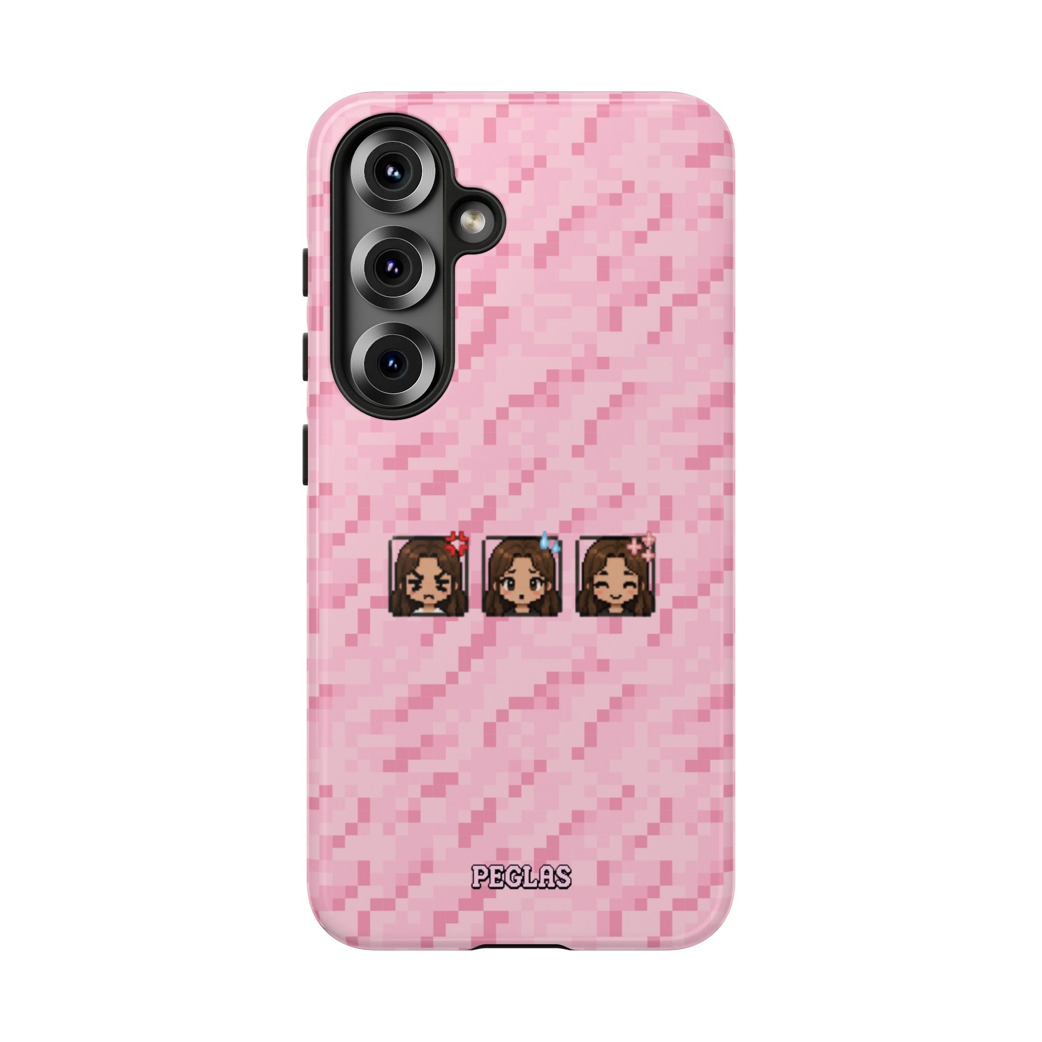 Pixel Girl Emojis Pink Tough Phone Case