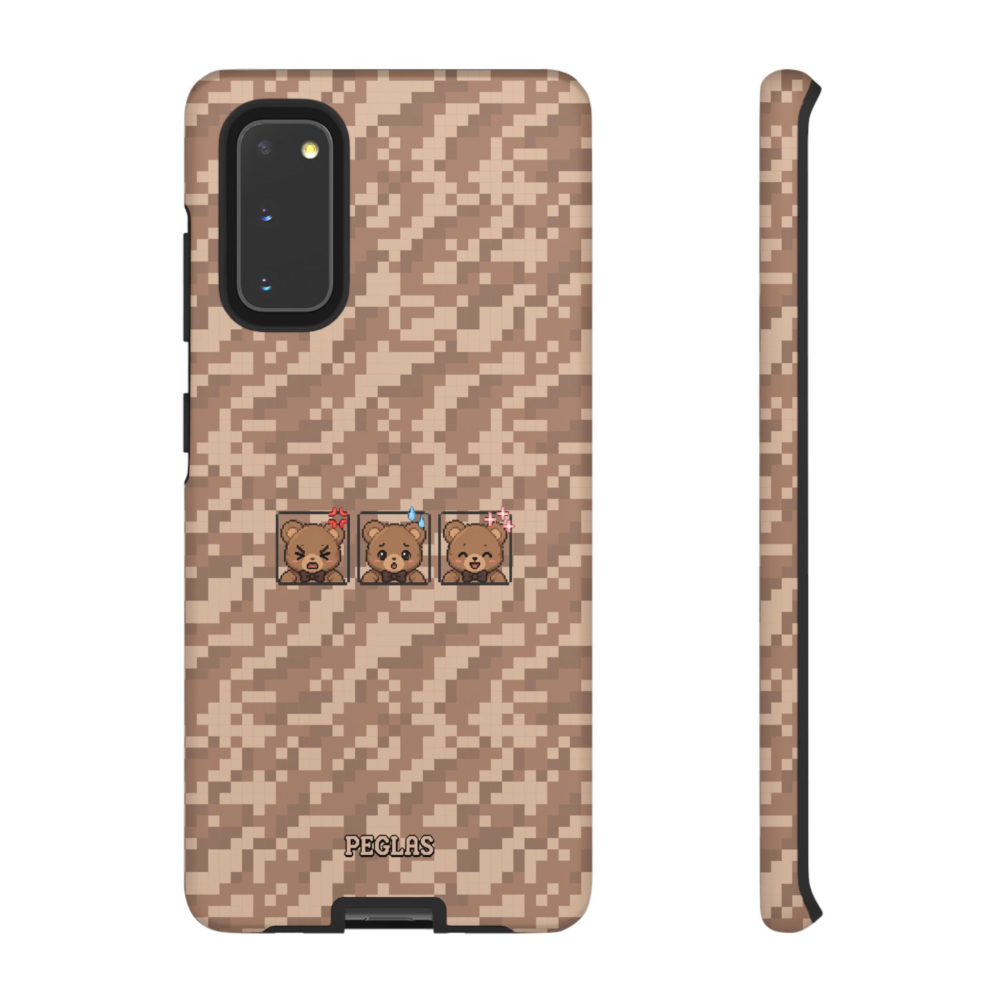 Pixel Teddy Emojis Brown Tough Phone Case