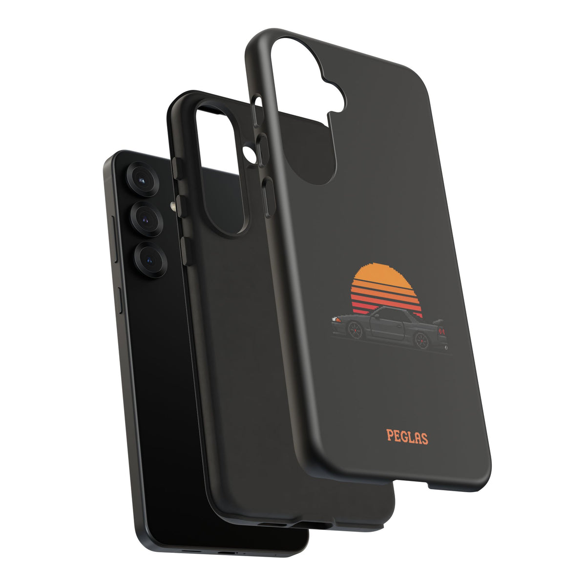 Vintage Black Sports Car Phone Case — Retro Sunset Design