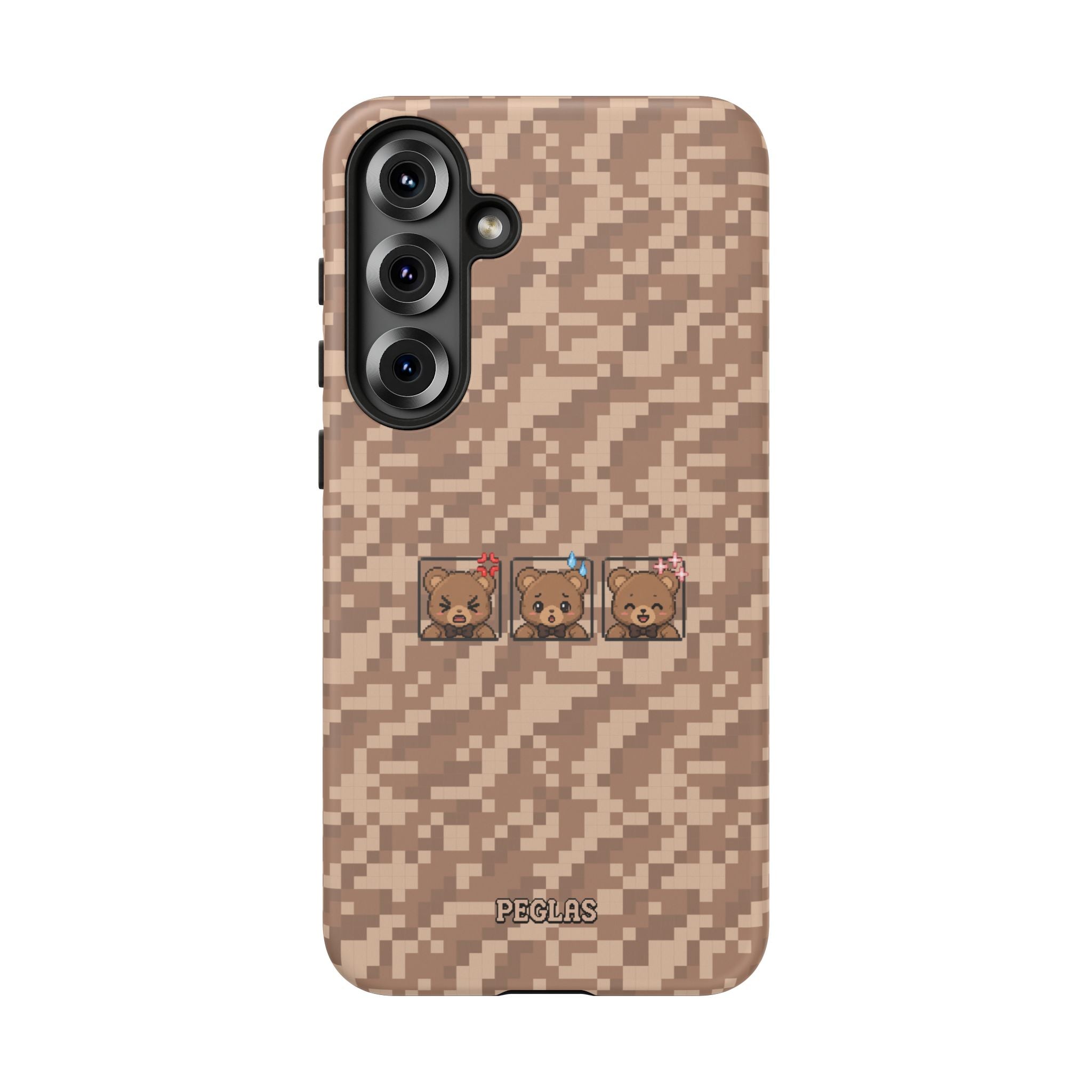 Pixel Teddy Emojis Brown Tough Phone Case