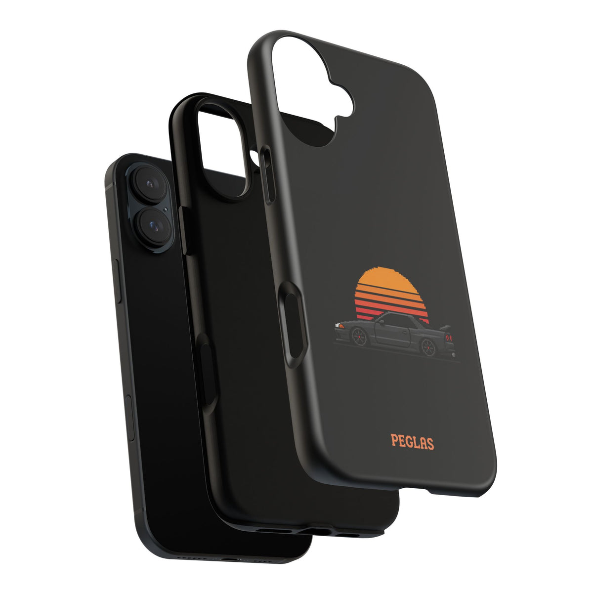 Vintage Black Sports Car Phone Case — Retro Sunset Design