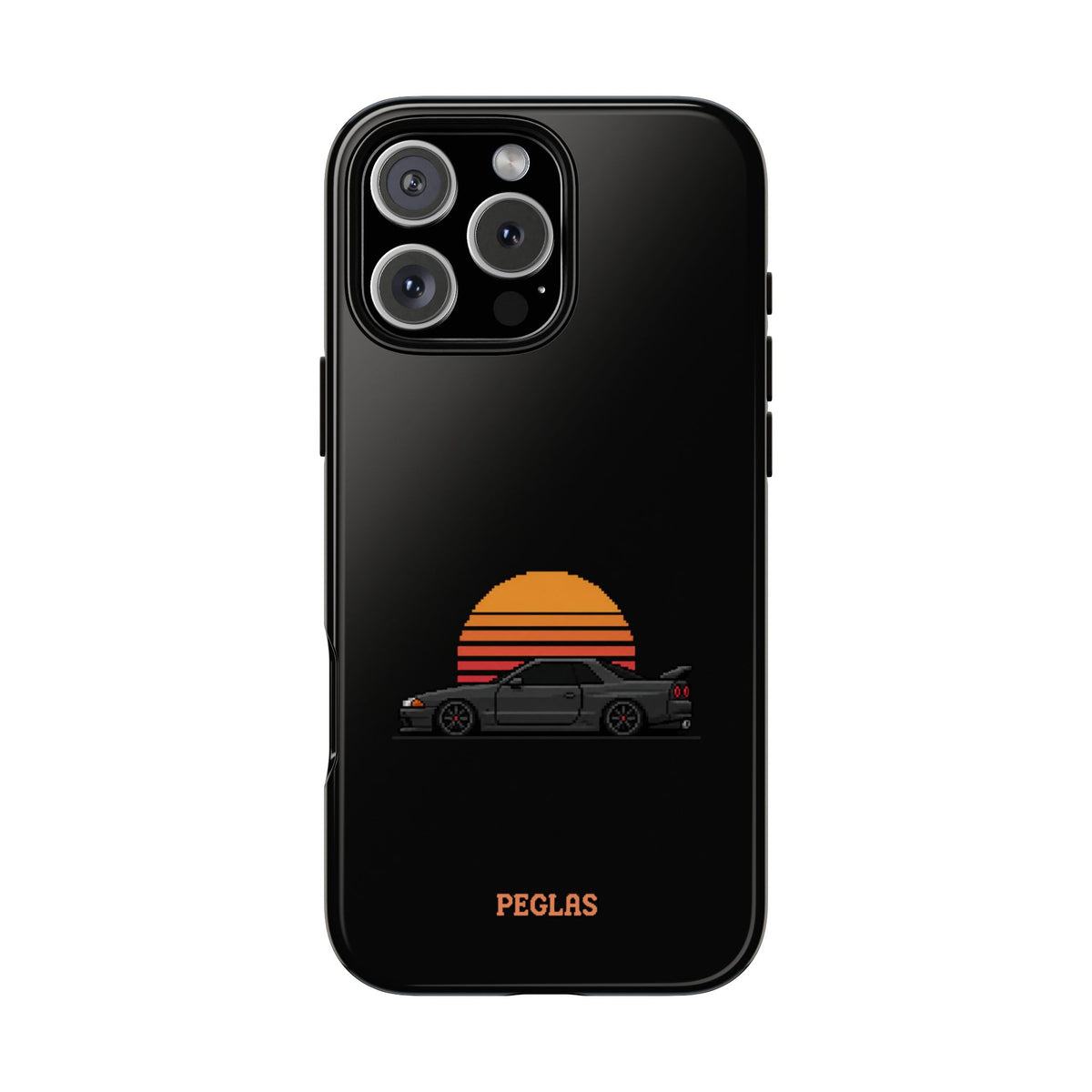 Vintage Black Sports Car Phone Case — Retro Sunset Design