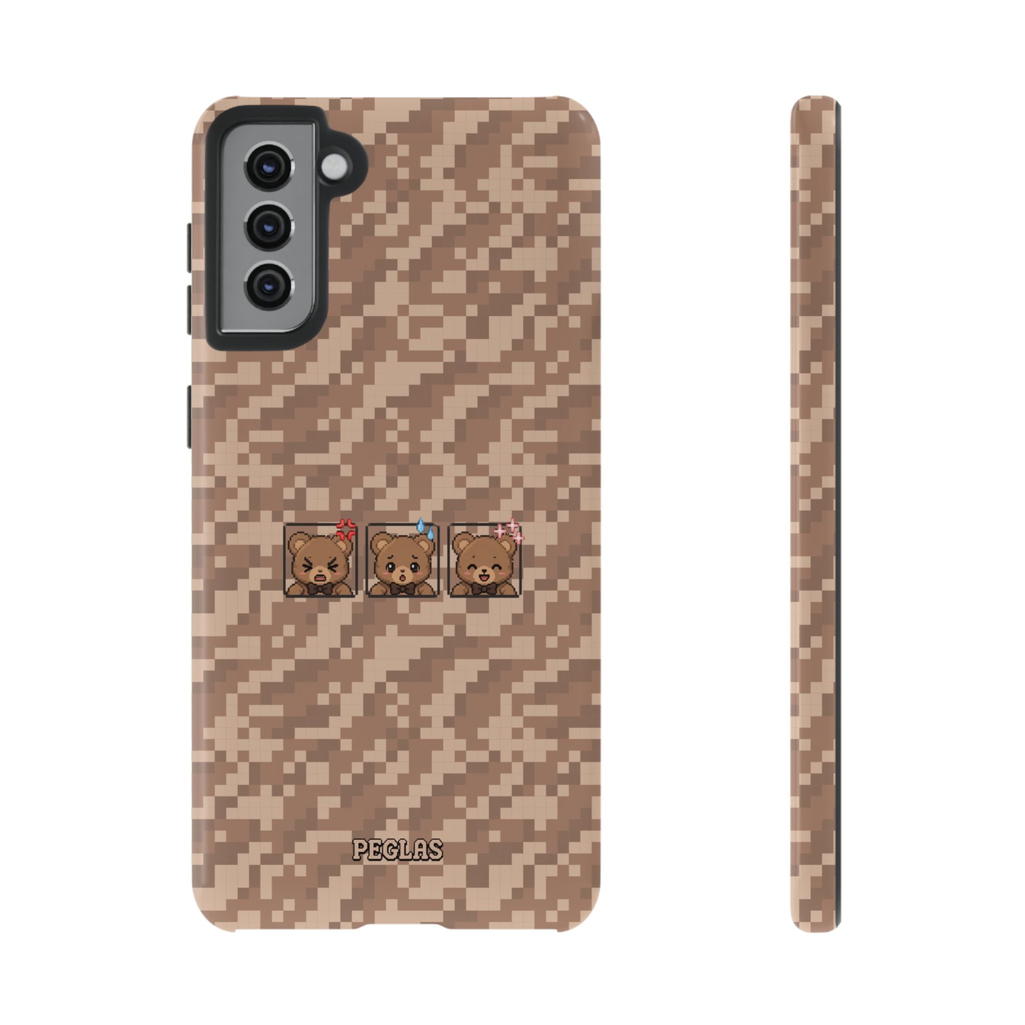 Pixel Teddy Emojis Brown Tough Phone Case