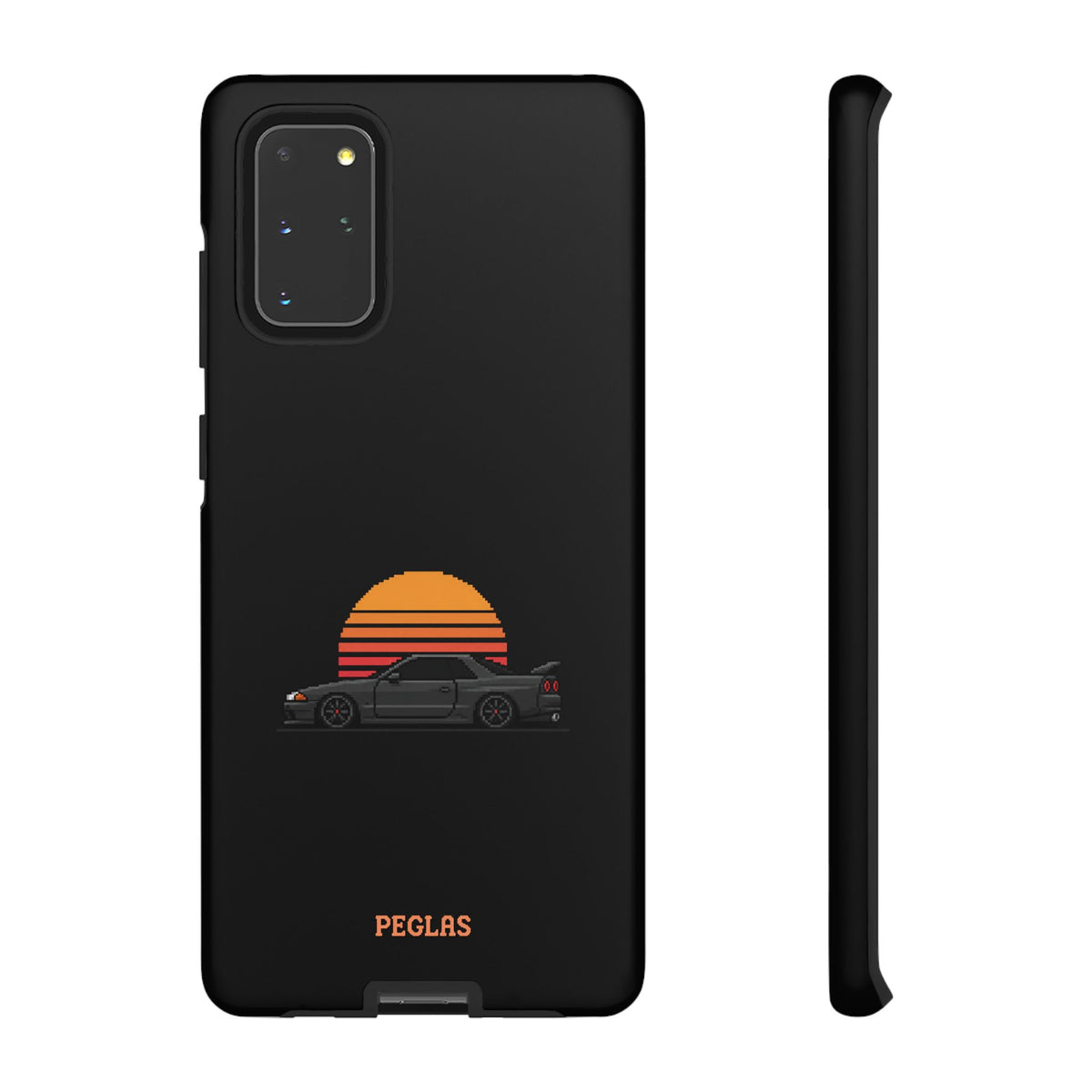 Vintage Black Sports Car Phone Case — Retro Sunset Design
