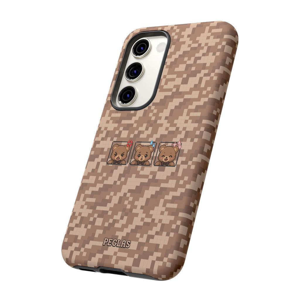 Pixel Teddy Emojis Brown Tough Phone Case
