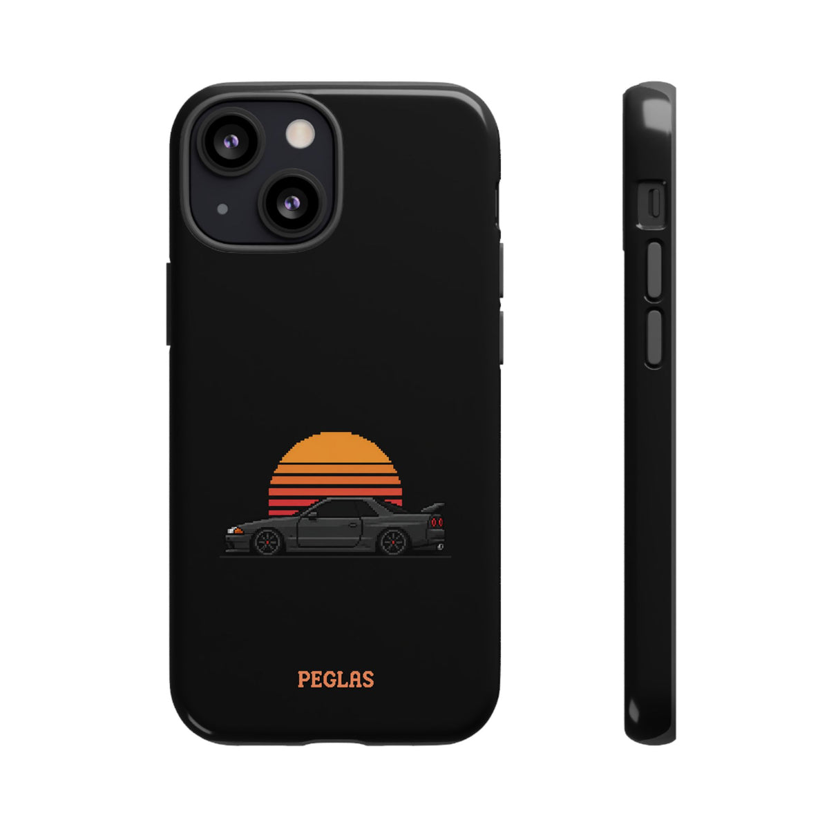 Vintage Black Sports Car Phone Case — Retro Sunset Design