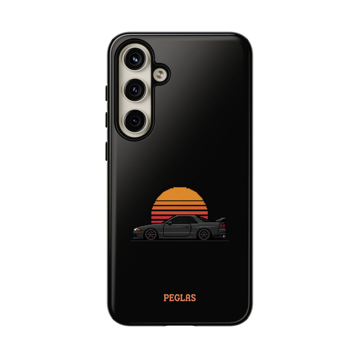 Vintage Black Sports Car Phone Case — Retro Sunset Design