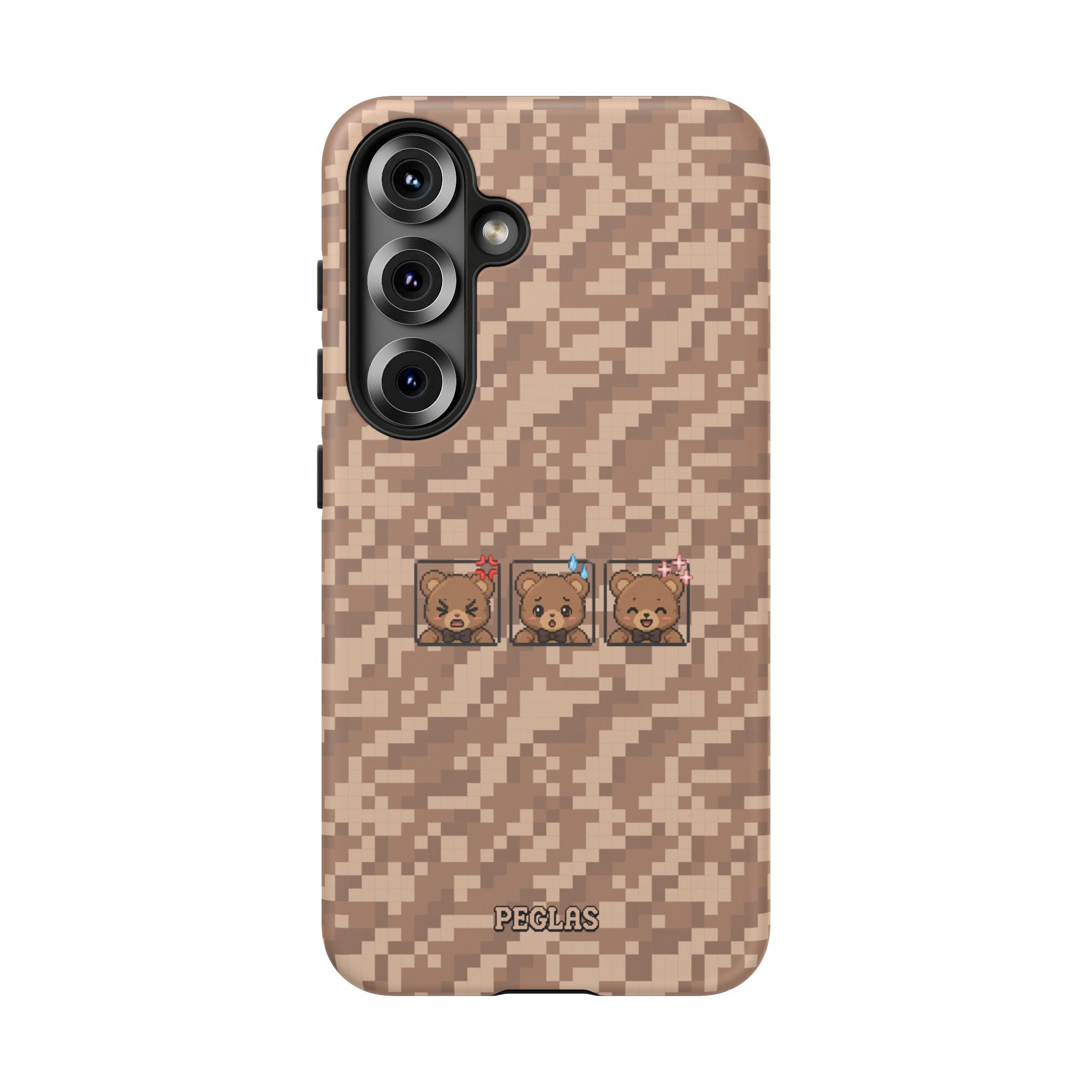 Pixel Teddy Emojis Brown Tough Phone Case