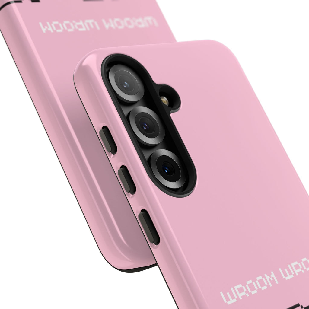 Pink Retro Pixel Cars Phone Case — "Wroom Wroom" Tough Protective Cover