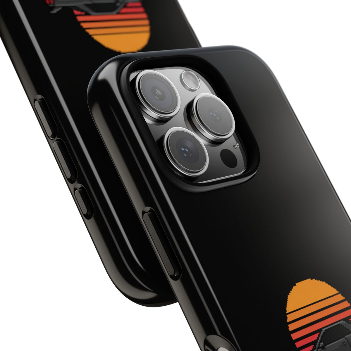 Vintage Black Sports Car Phone Case — Retro Sunset Design