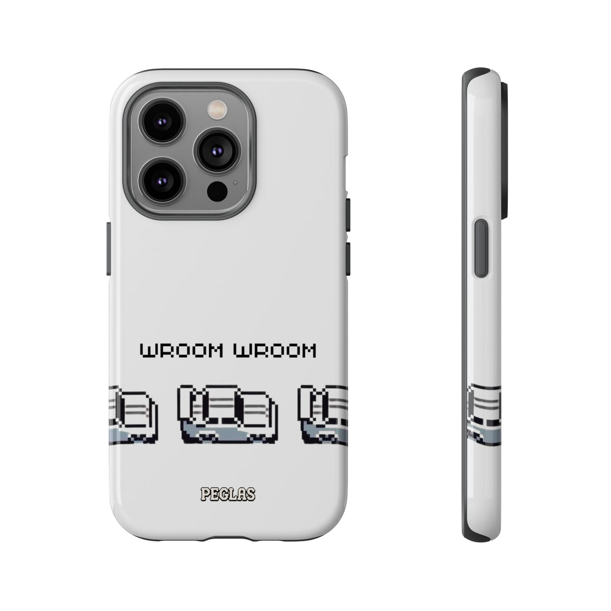 Retro Pixel Cars Phone Case — "Wroom Wroom" Tough Phone Cover