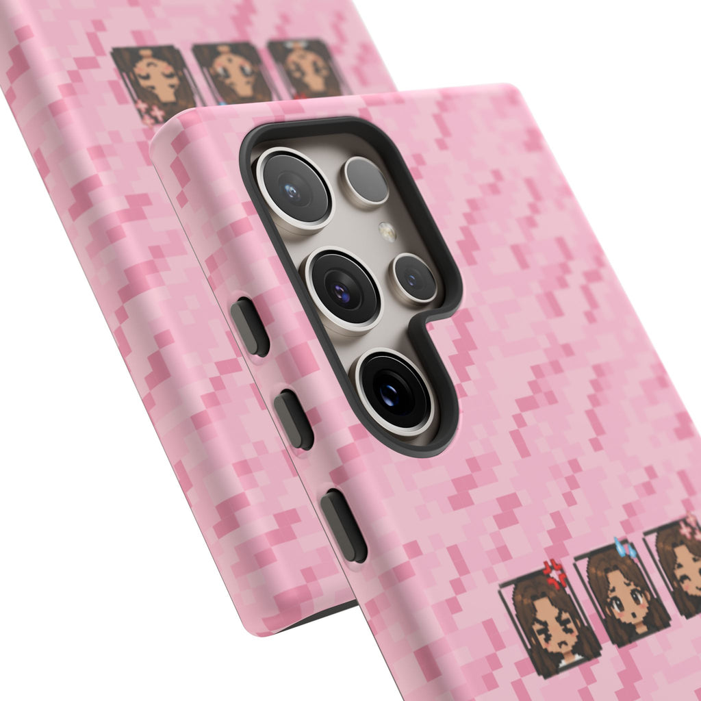 Pixel Girl Emojis Pink Tough Phone Case