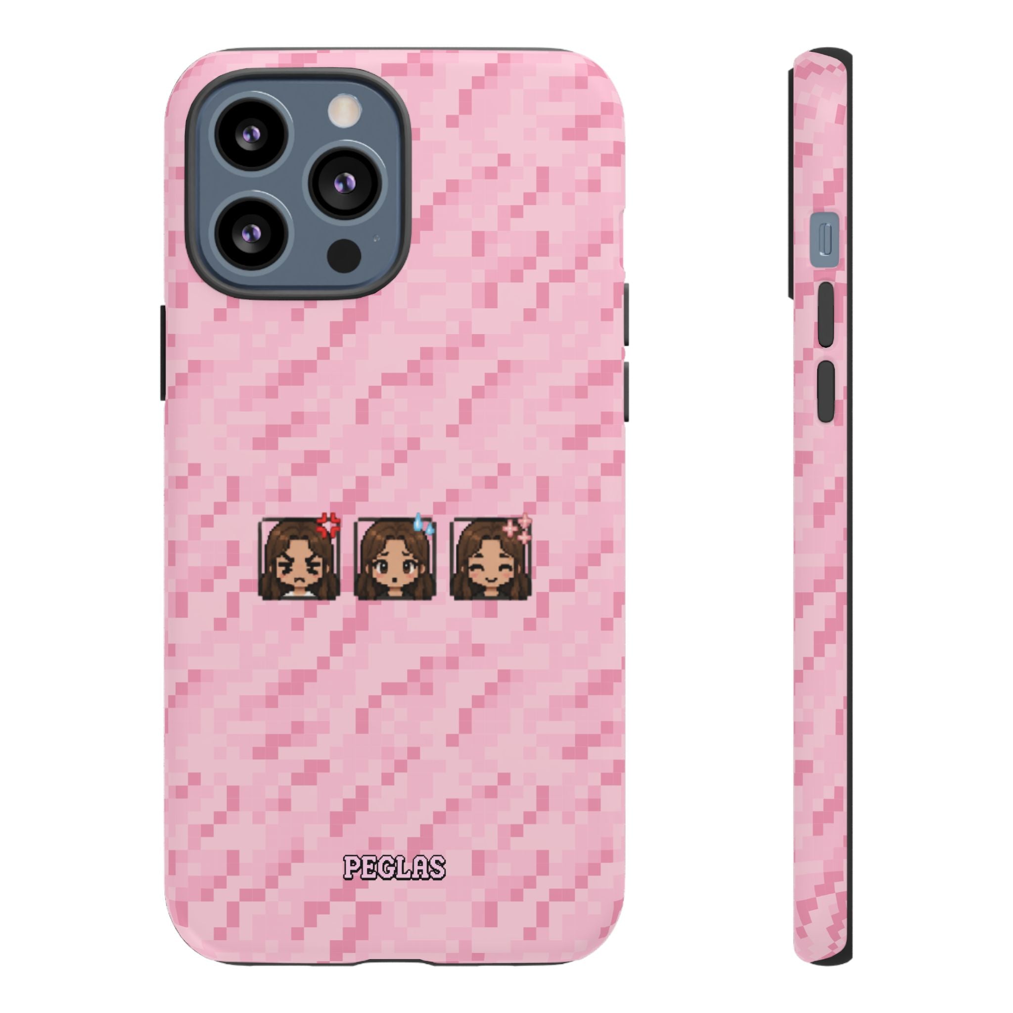 Pixel Girl Emojis Pink Tough Phone Case