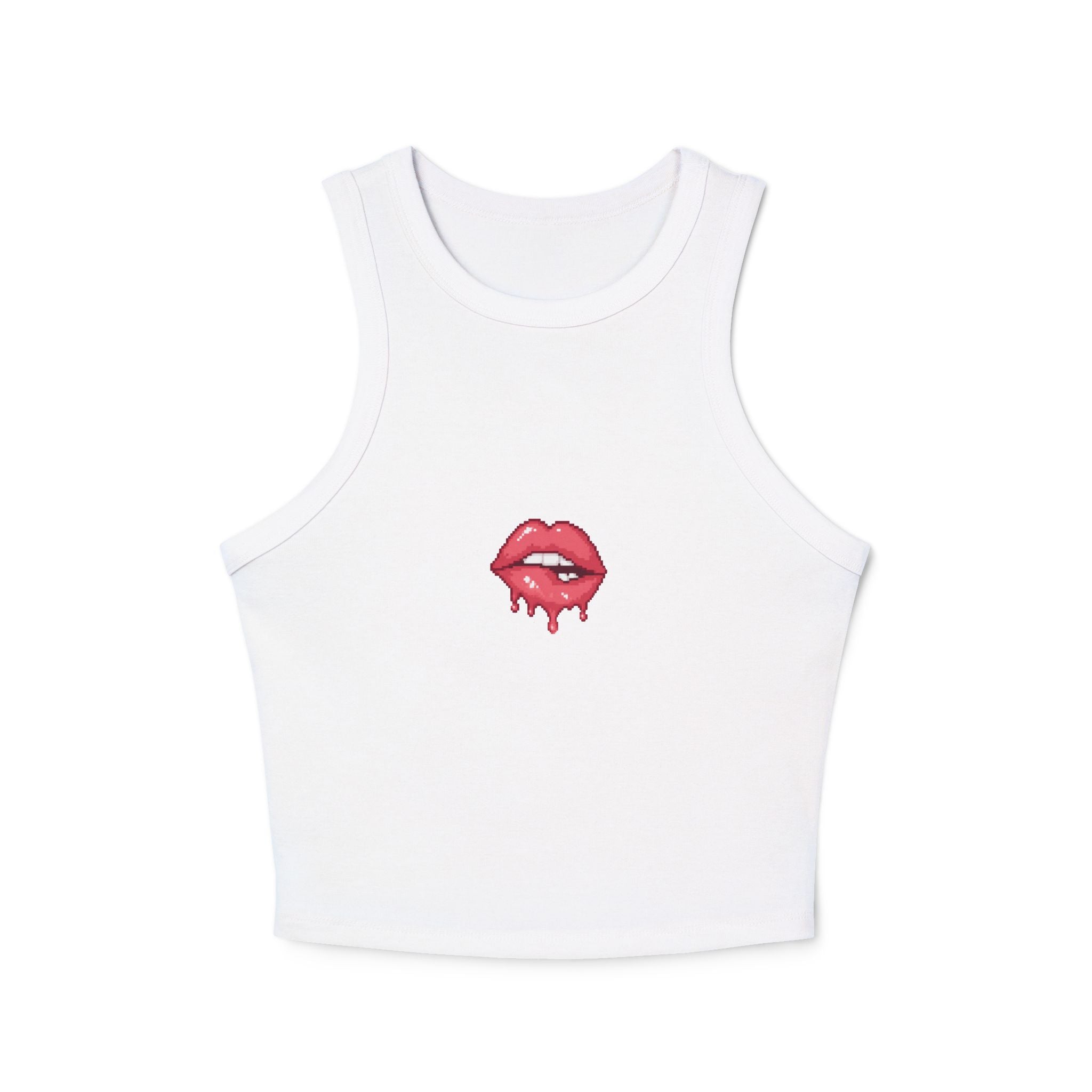 Dripping Red Lips Racer Tank — Women's Micro Rib Crop Top