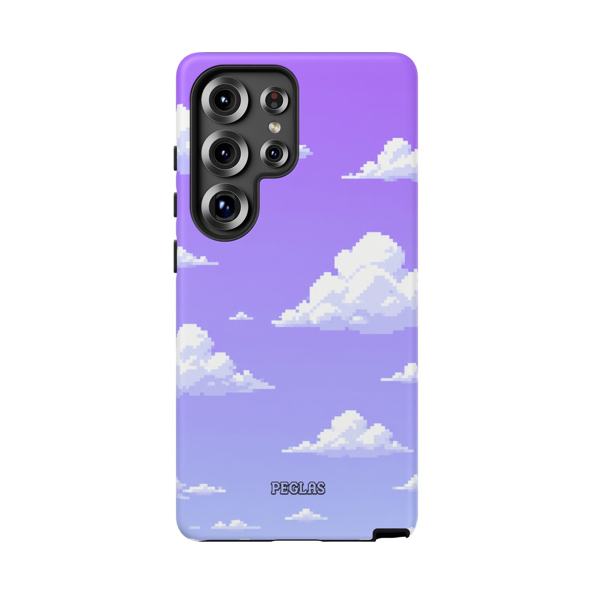 Purple Sky Cloud Phone Case — Pixel Cloud Pattern Tough Case