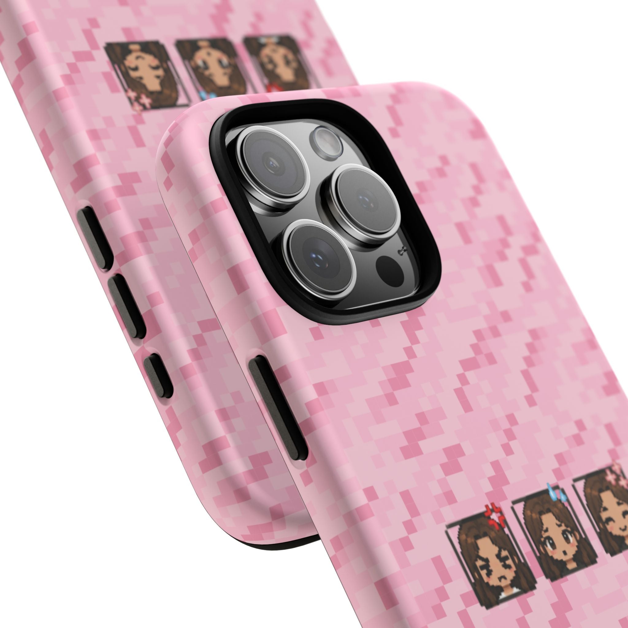 Pixel Girl Emojis Pink Tough Phone Case