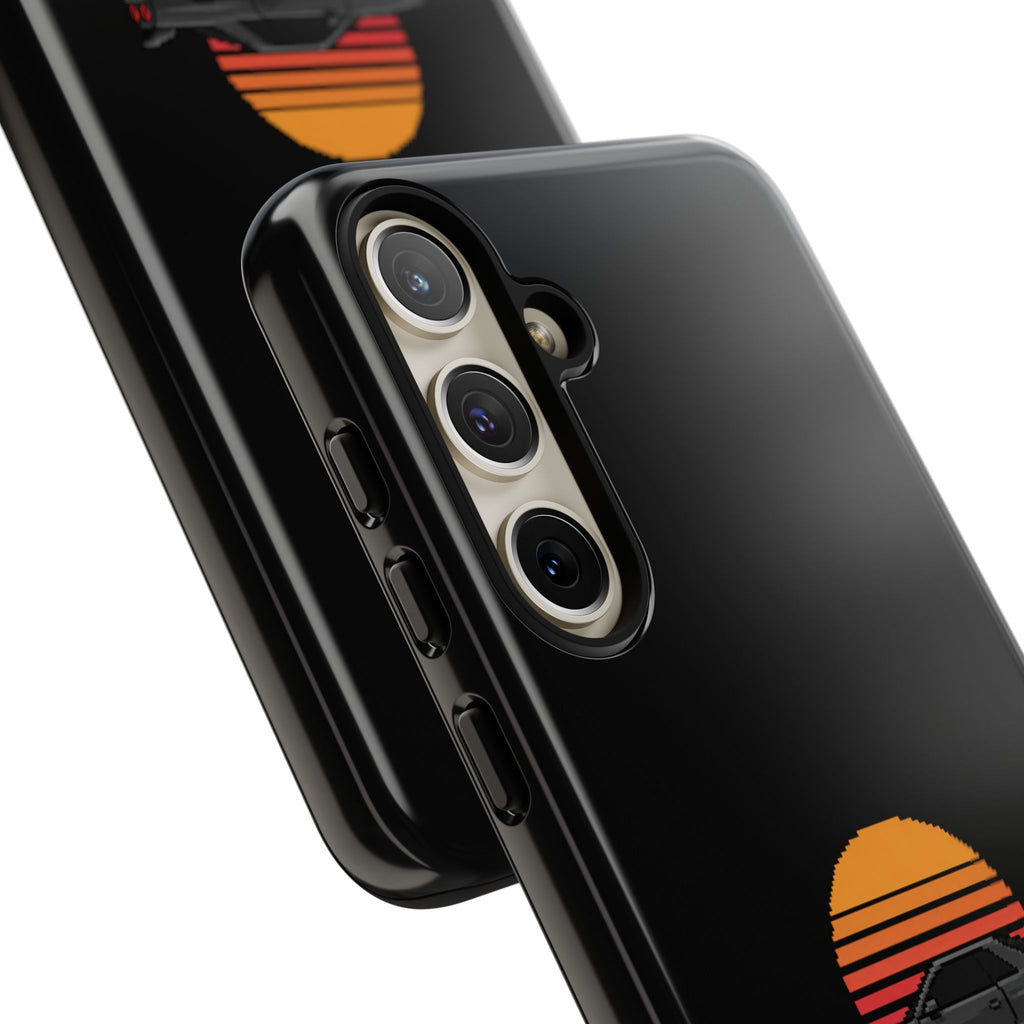 Vintage Black Sports Car Phone Case — Retro Sunset Design