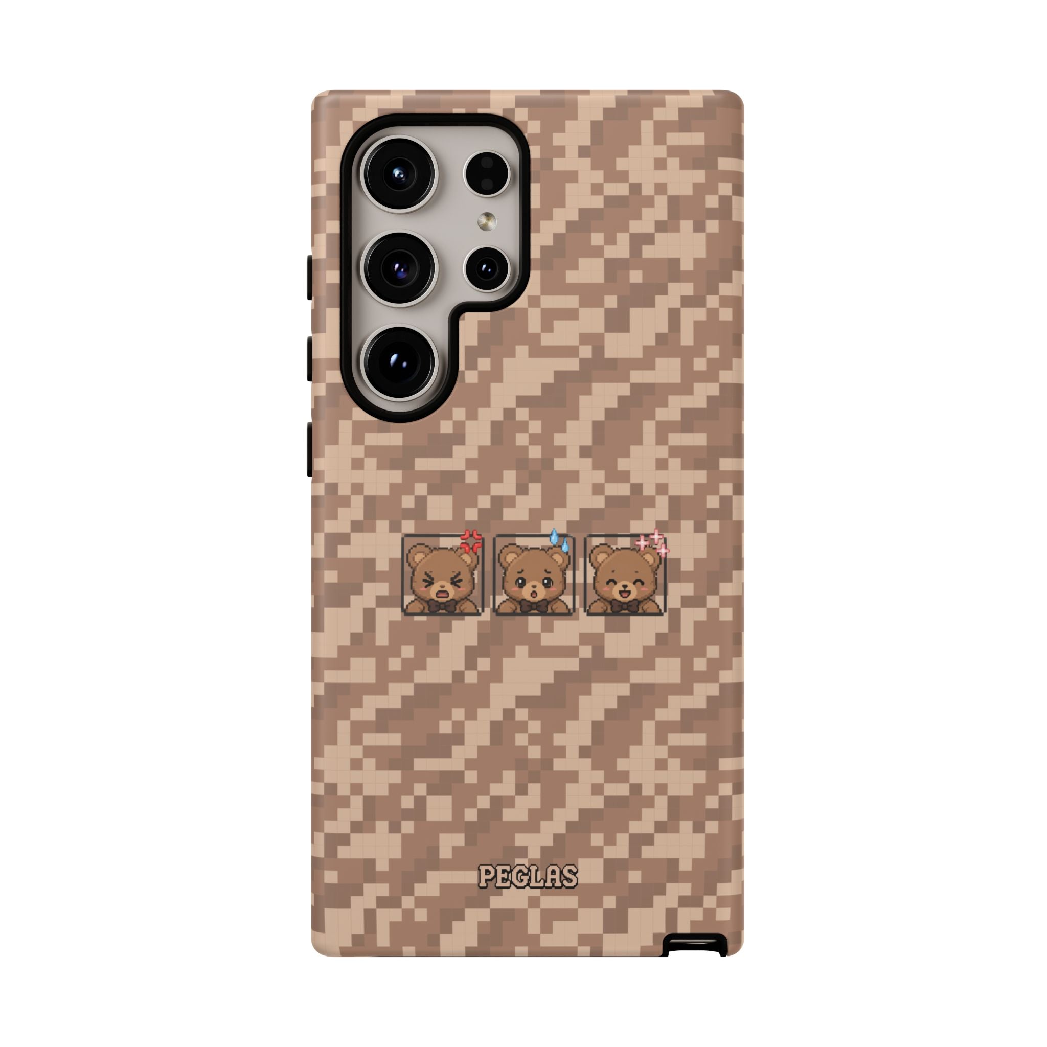 Pixel Teddy Emojis Brown Tough Phone Case