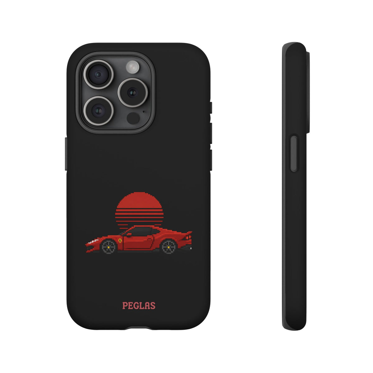 Vintage Red Sports Car Phone Case – Retro Sunset Design