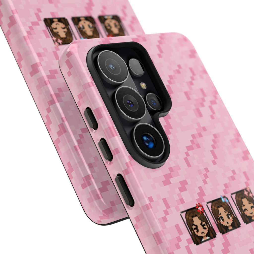 Pixel Girl Emojis Pink Tough Phone Case