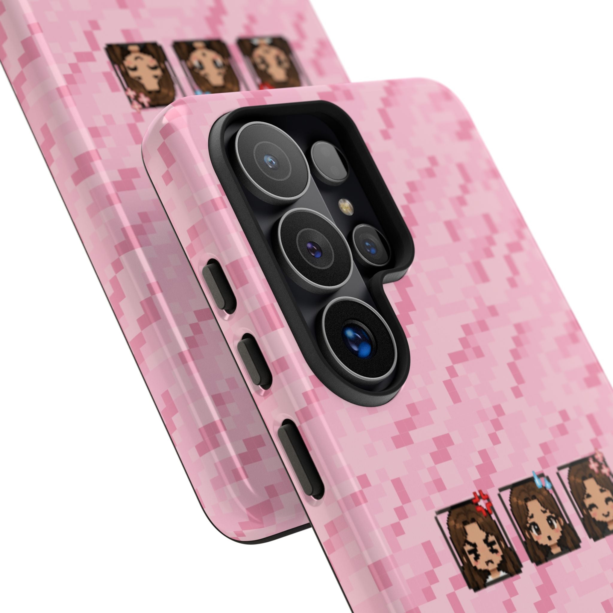 Pixel Girl Emojis Pink Tough Phone Case