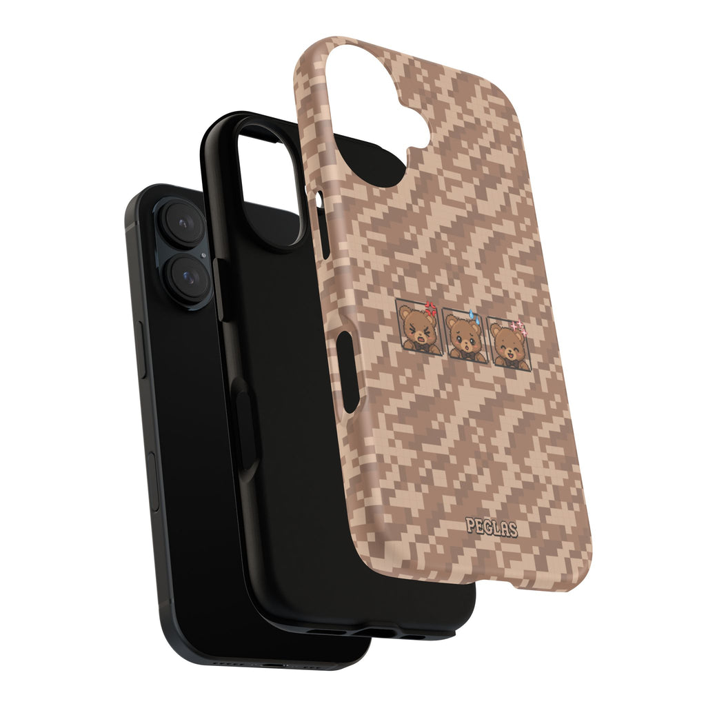 Pixel Teddy Emojis Brown Tough Phone Case