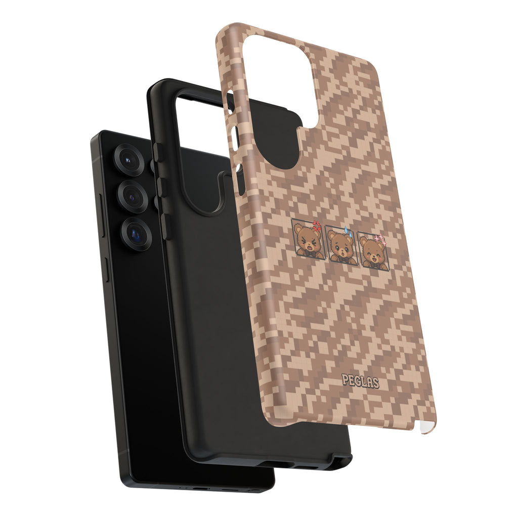 Pixel Teddy Emojis Brown Tough Phone Case
