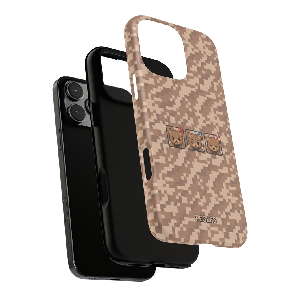 Pixel Teddy Emojis Brown Tough Phone Case