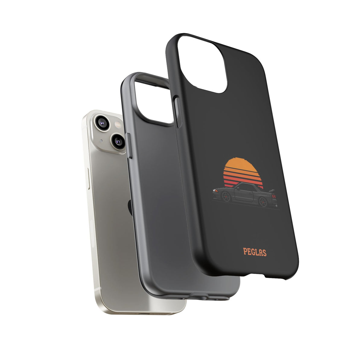 Vintage Black Sports Car Phone Case — Retro Sunset Design