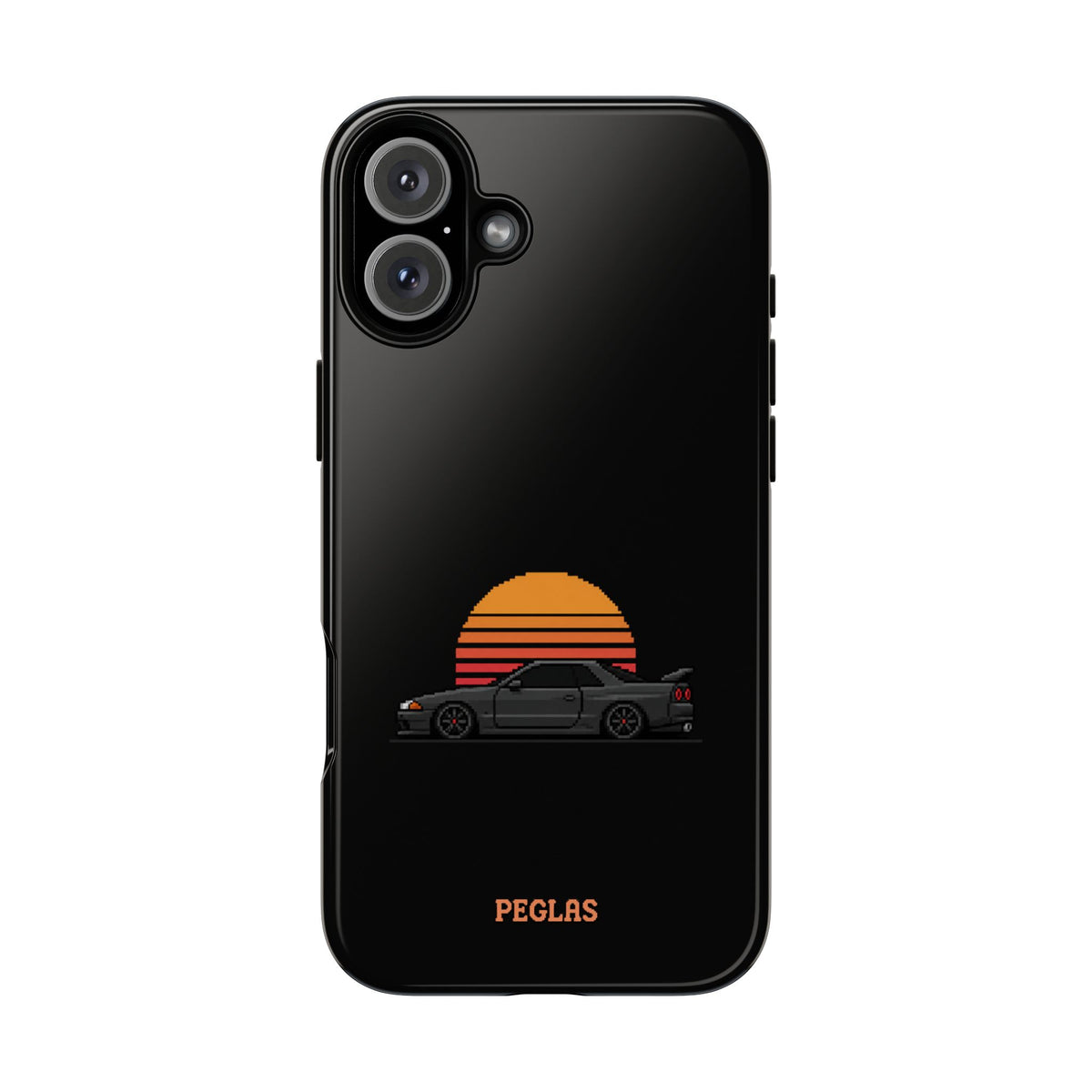 Vintage Black Sports Car Phone Case — Retro Sunset Design