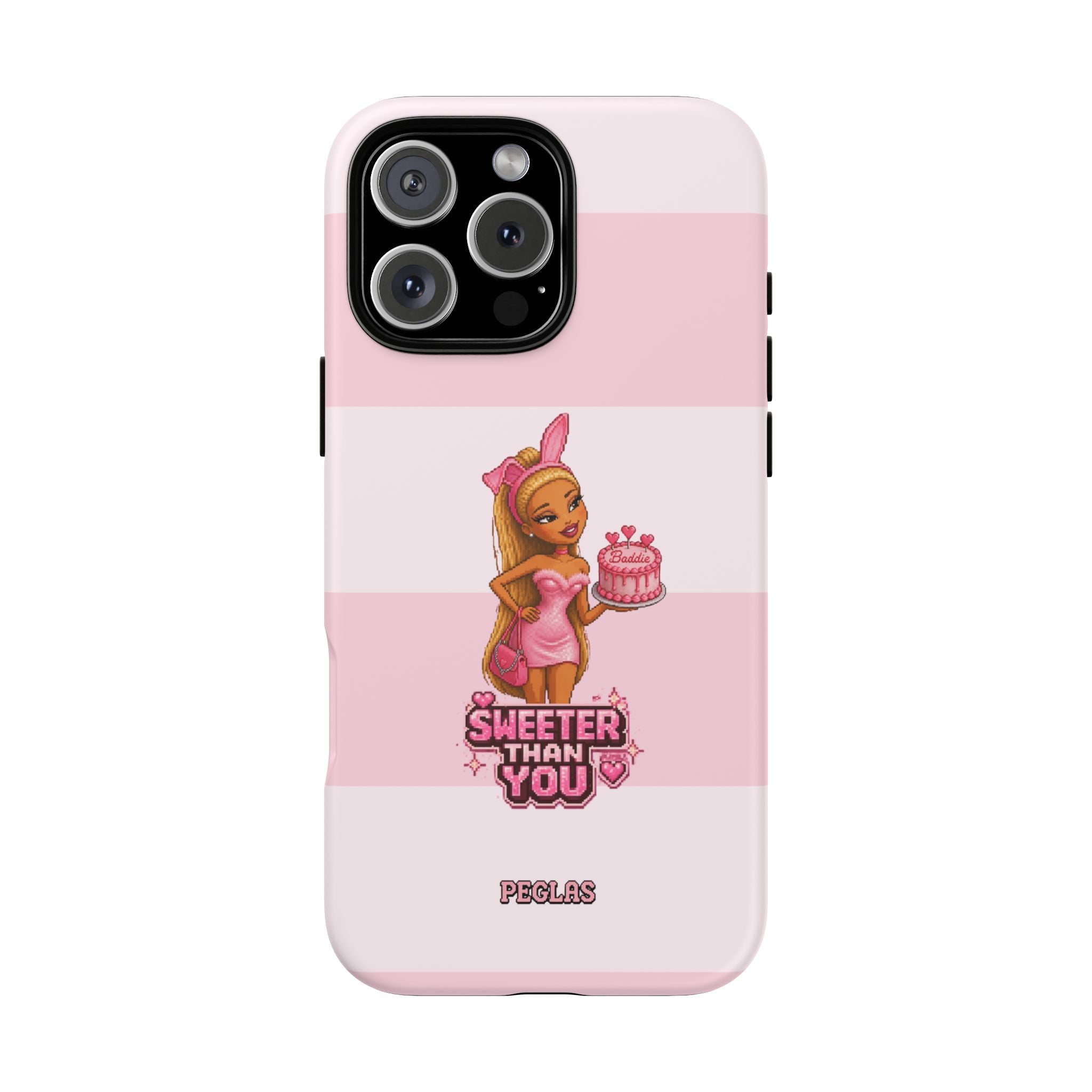 Phone Case — “Sweeter Than You” Pink Striped Cute Cake Girl Protective Cover