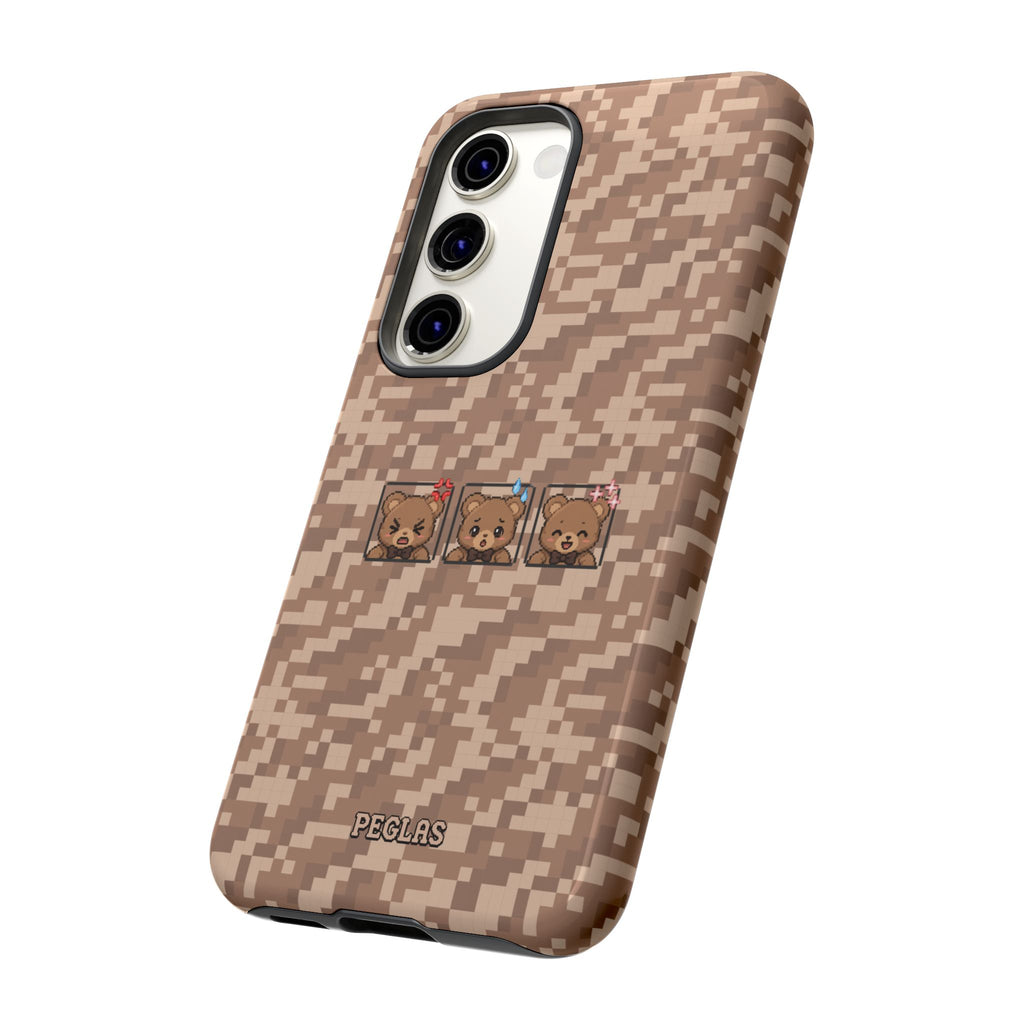 Pixel Teddy Emojis Brown Tough Phone Case