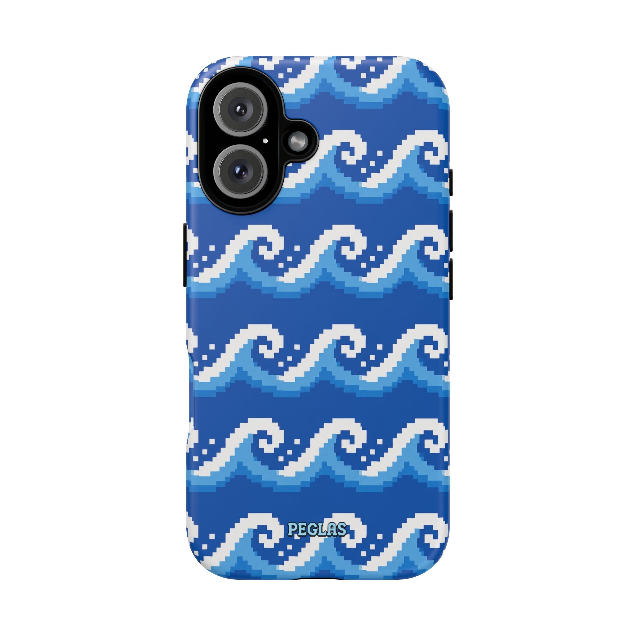 Pixel Wave Phone Case — Blue Ocean Retro Pixel Art iPhone Cover