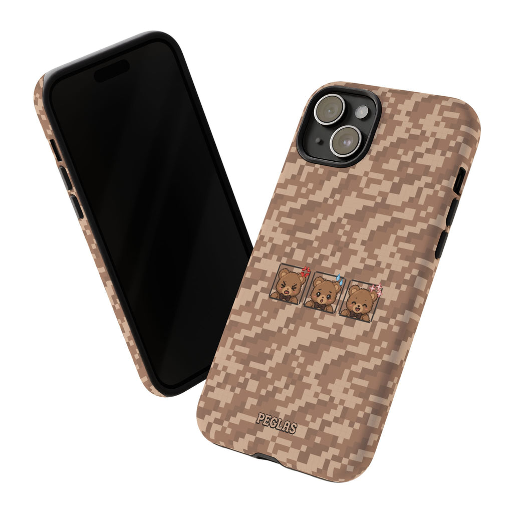 Pixel Teddy Emojis Brown Tough Phone Case