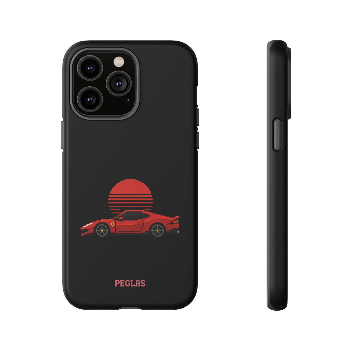 Vintage Red Sports Car Phone Case – Retro Sunset Design