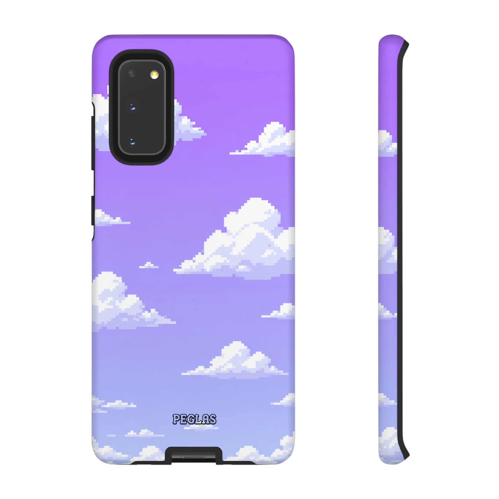 Purple Sky Cloud Phone Case — Pixel Cloud Pattern Tough Case