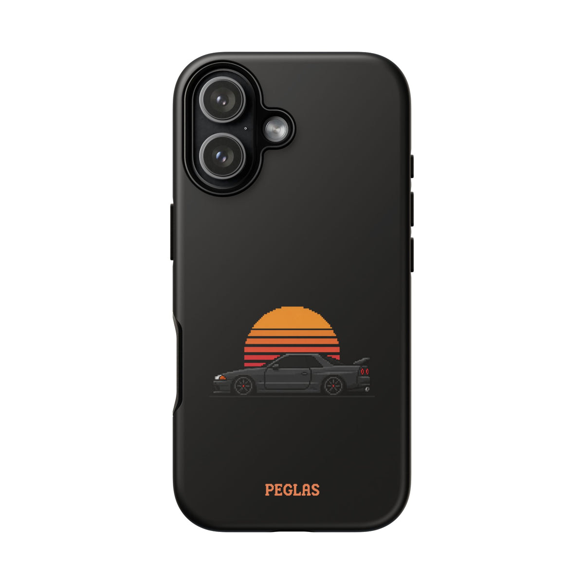 Vintage Black Sports Car Phone Case — Retro Sunset Design