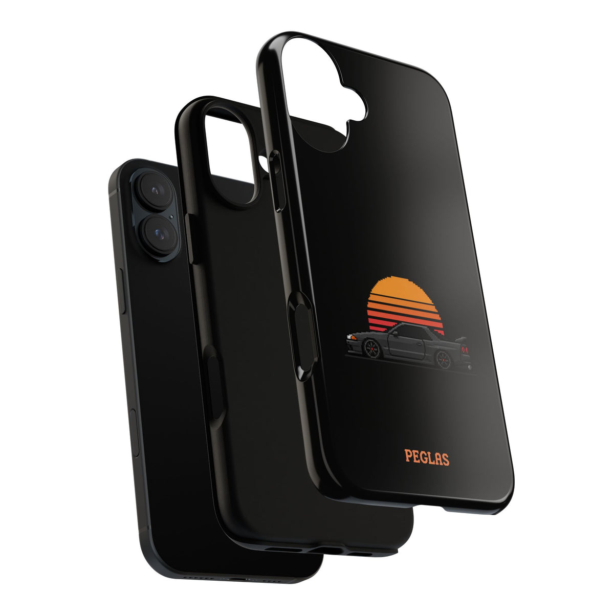 Vintage Black Sports Car Phone Case — Retro Sunset Design