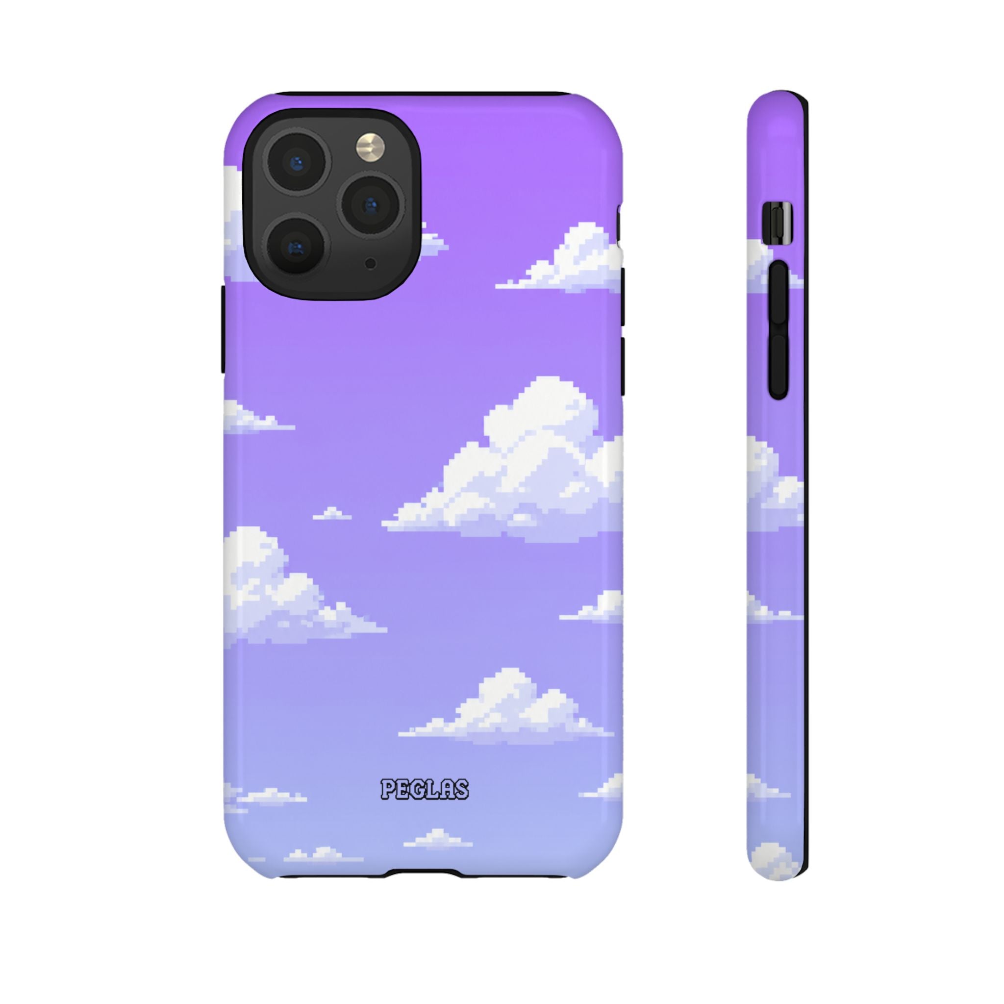 Purple Sky Cloud Phone Case — Pixel Cloud Pattern Tough Case