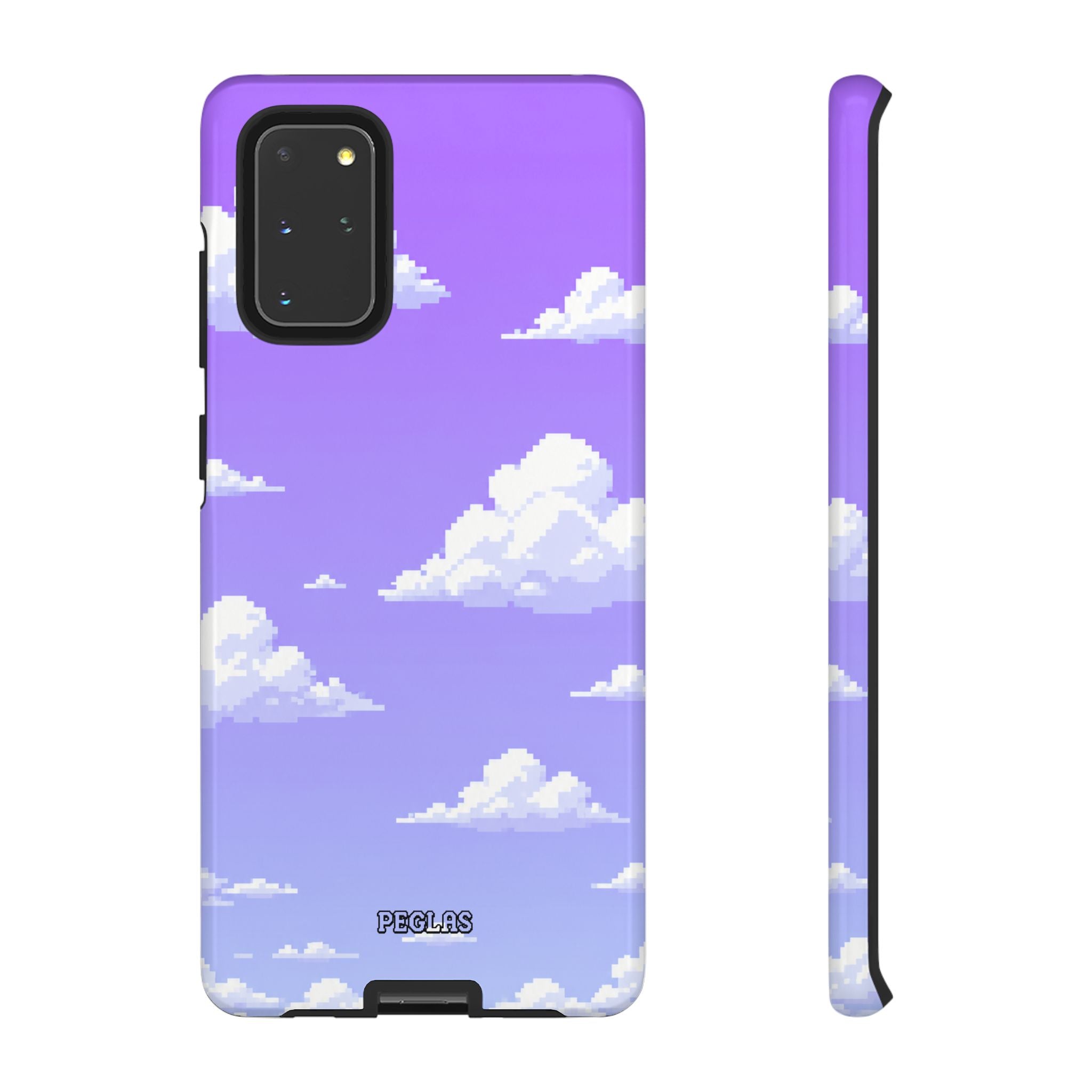 Purple Sky Cloud Phone Case — Pixel Cloud Pattern Tough Case
