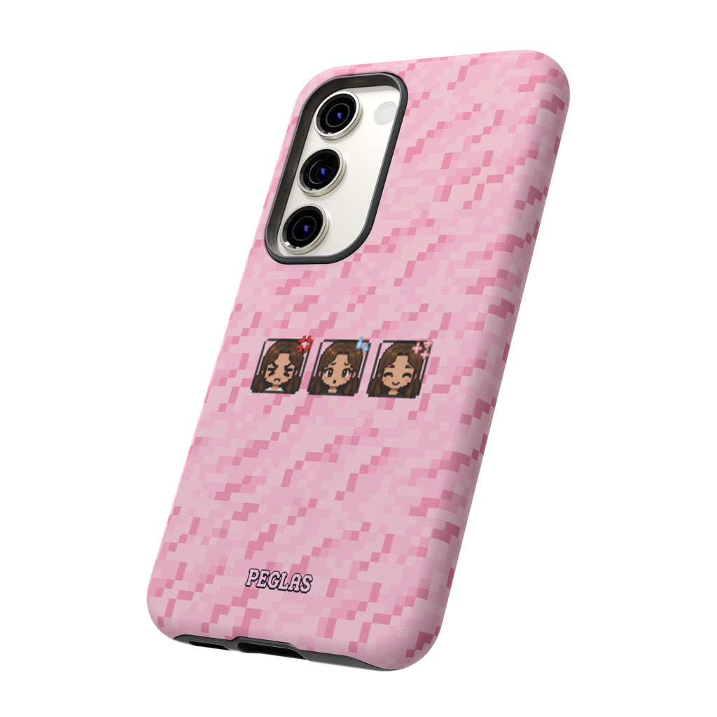 Pixel Girl Emojis Pink Tough Phone Case